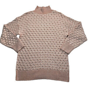 Knox Rose Sweater Women's Size Small Mock Neck Cream/Orange Knit Pullover Top